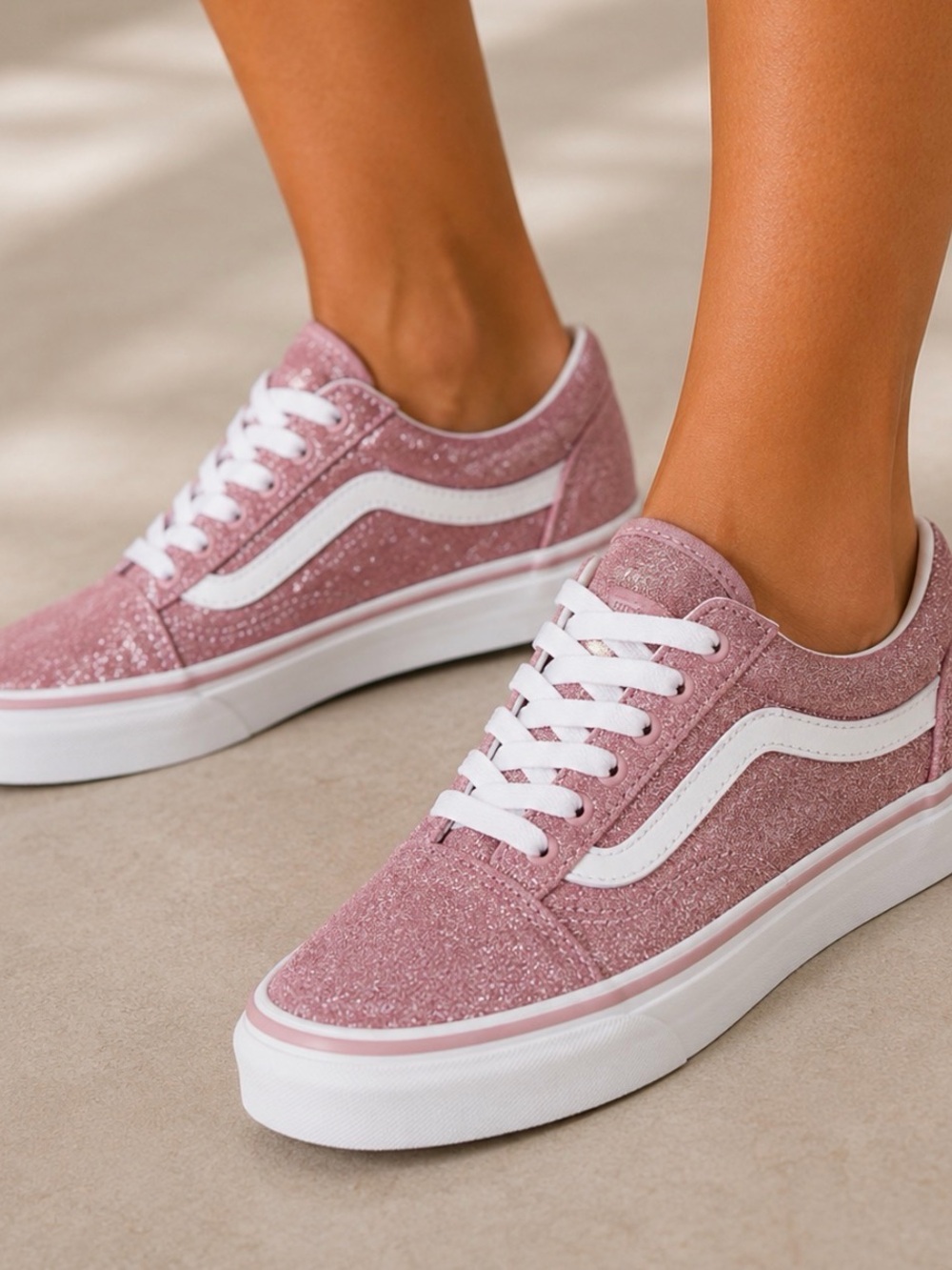Vans Pink Glitter Old Skool Low-Top Sneakers